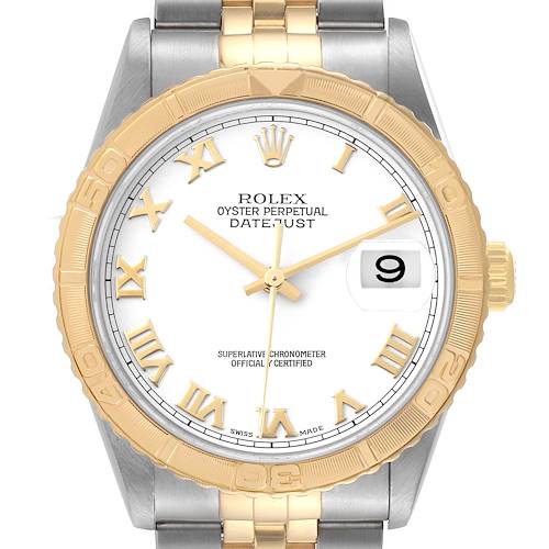 Photo of Rolex Datejust Turnograph Steel Yellow Gold White Dial Watch 16263