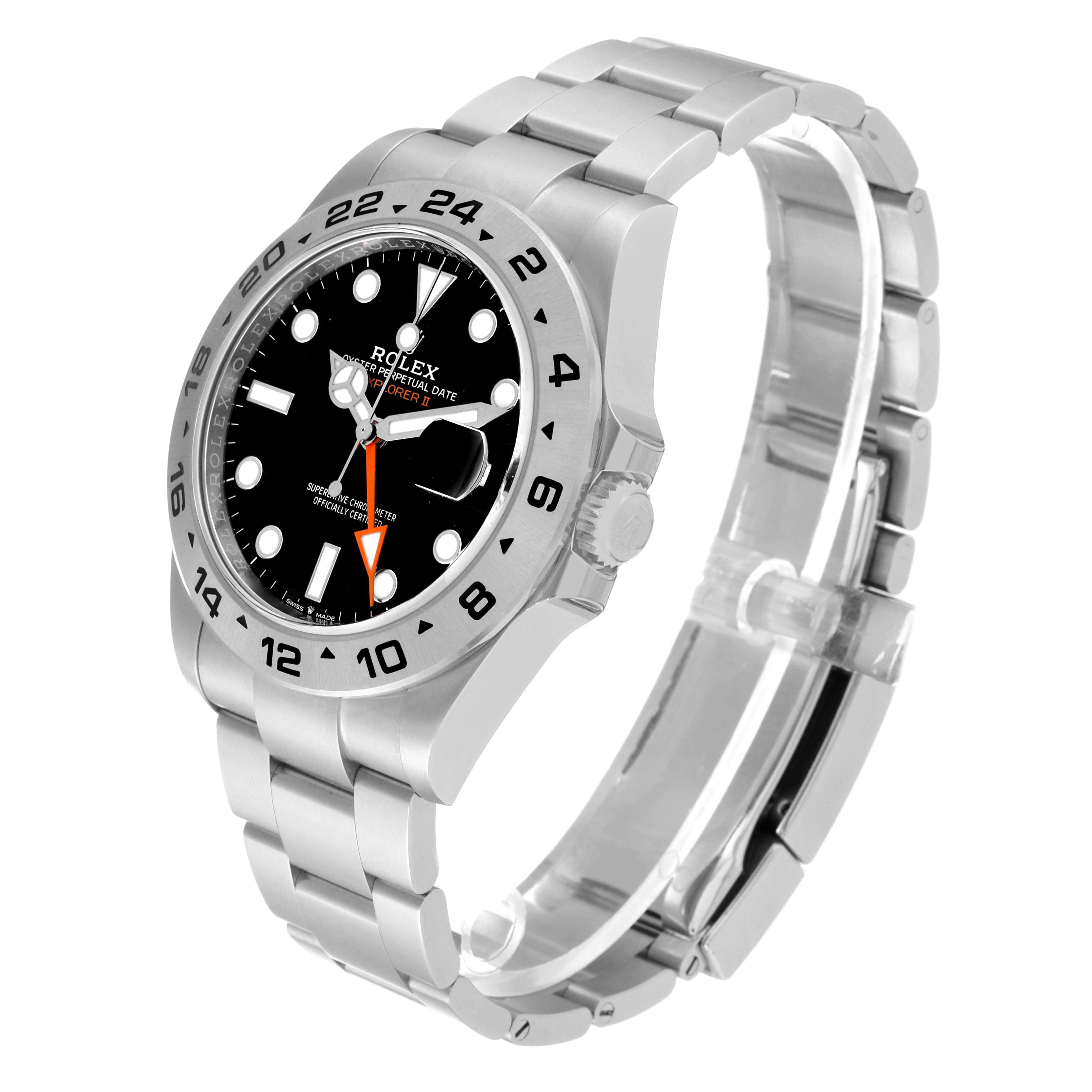The image shows a front-left angled view of the Rolex Explorer 226570 Men
s Stainless Steel Black Dial 226570 Men
s Stainless Steel Black Dial model watch, displaying the face, bezel, crown, and bracelet.