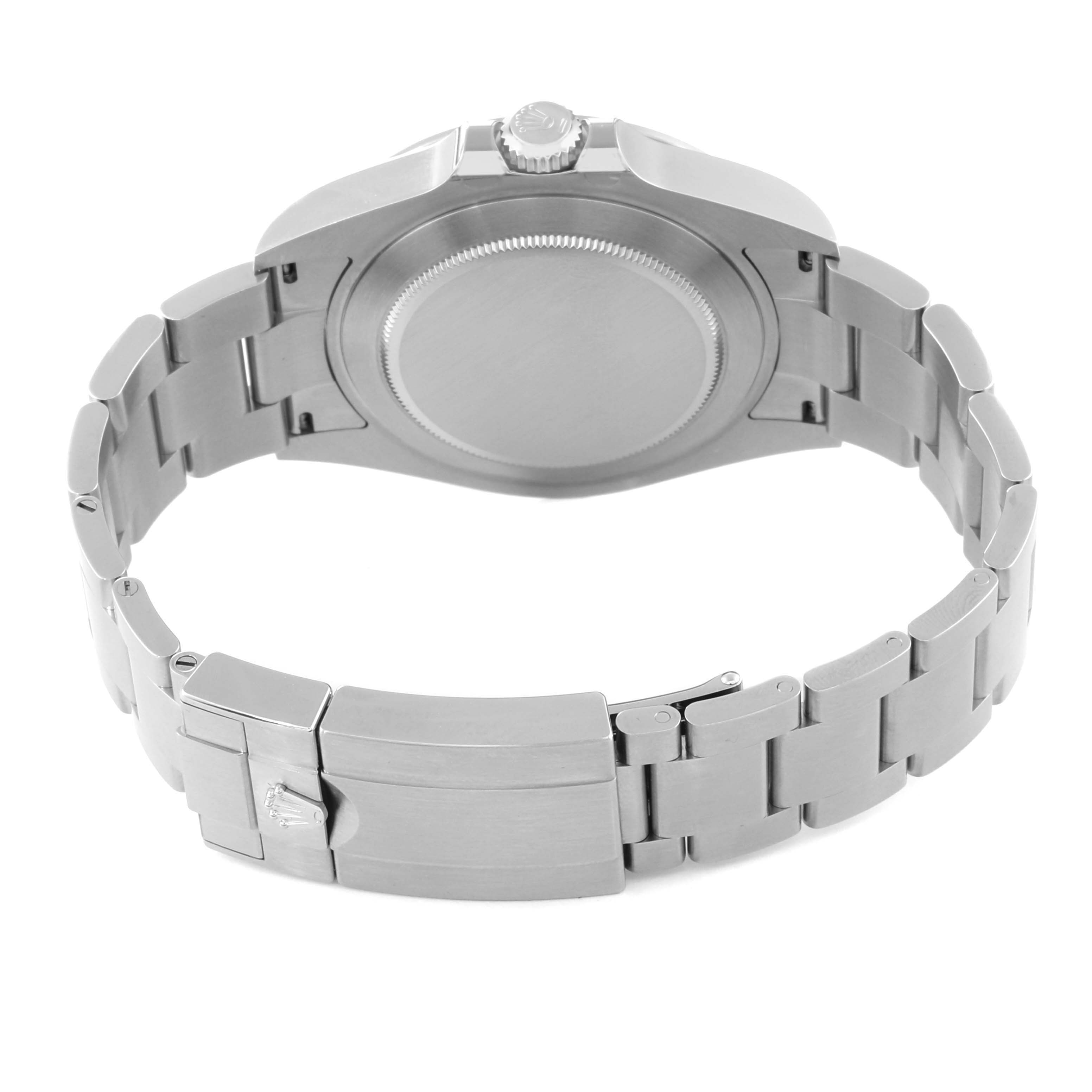 This image shows the back, clasp, and bracelet of a Rolex Explorer 226570 Men
s Stainless Steel Black Dial 226570 Men
s Stainless Steel Black Dial model watch.