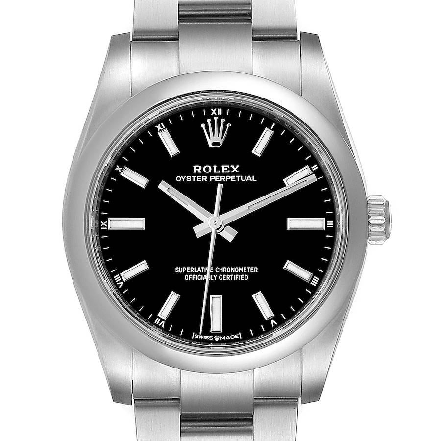 Rolex Oyster Perpetual 34mm Black Dial Steel Watch 124200 Unworn SwissWatchExpo