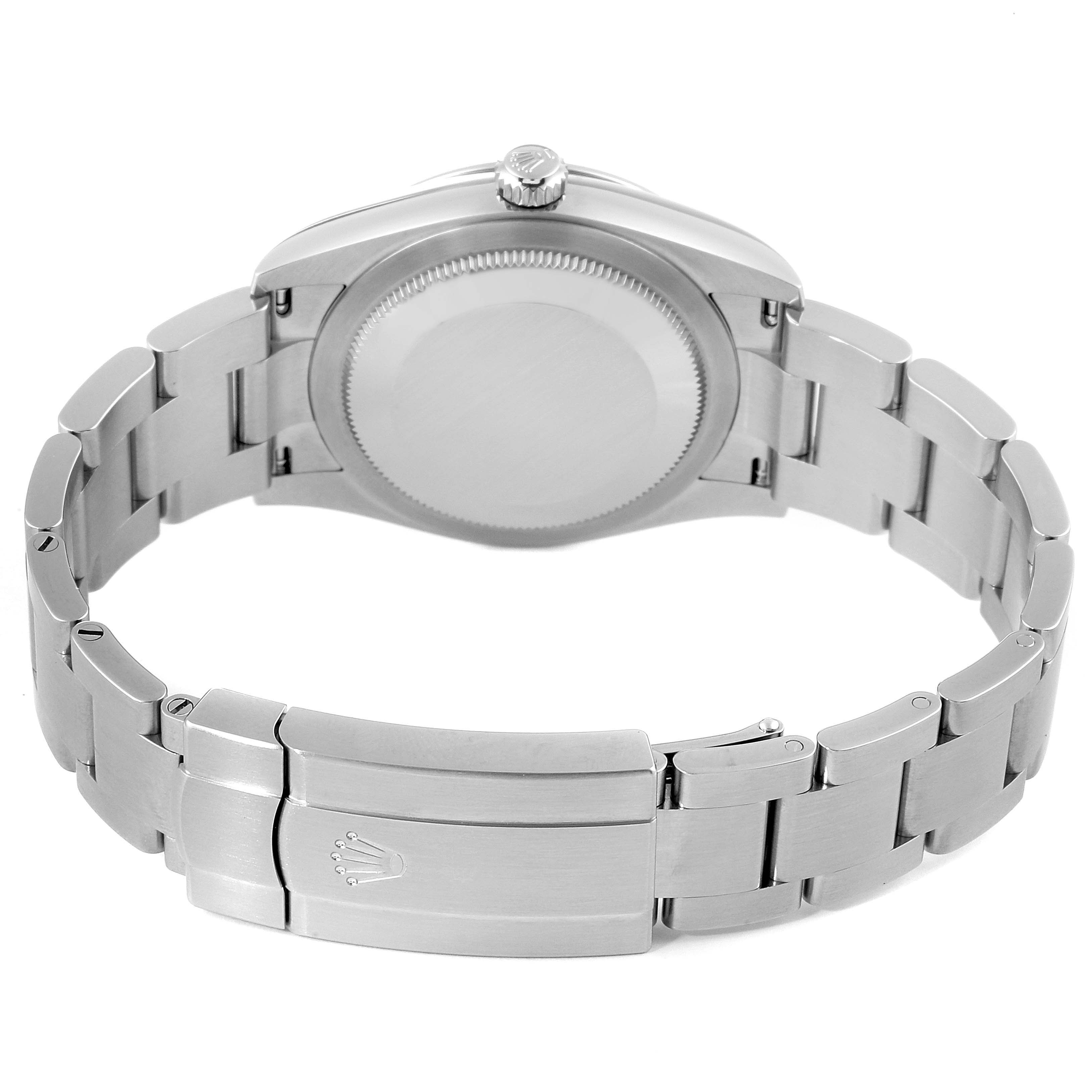 This image shows the back case and bracelet of the Rolex Oyster Perpetual 124200 Men's Stainless Steel Black Dial 124200 Men's Stainless Steel Black Dial watch from a rear angle.