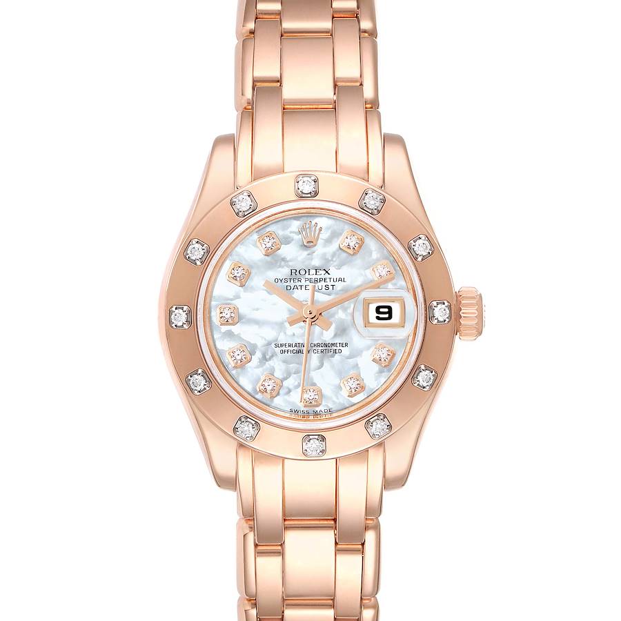 Rolex Pearlmaster Rose Gold Mother of Pearl Diamond Dial Ladies Watch 80315 SwissWatchExpo