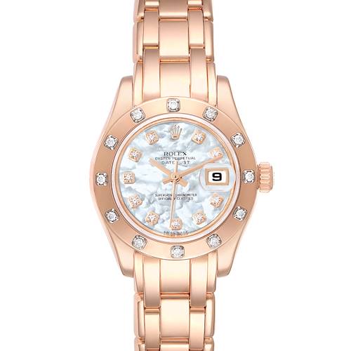 Photo of Rolex Pearlmaster Rose Gold Mother of Pearl Diamond Dial Ladies Watch 80315