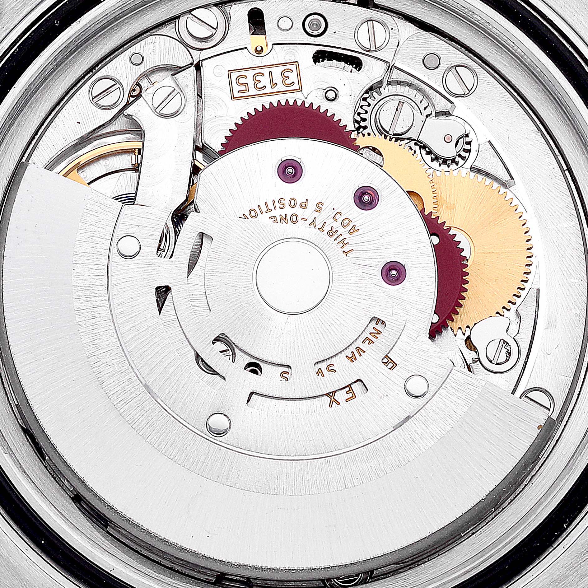 This close-up image shows the intricate inner mechanics of a Rolex Submariner 116610LV Men's Stainless Steel Green Dial 116610LV Men's Stainless Steel Green Dial watch, highlighting gears and components.