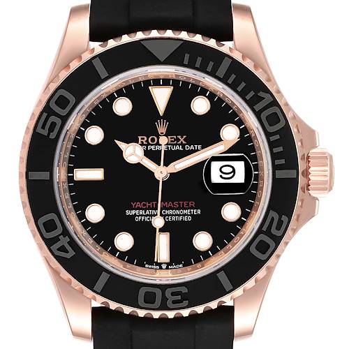 Photo of Rolex Yachtmaster 40mm Everose Rose Gold Oysterflex Mens Watch 126655 Box Card