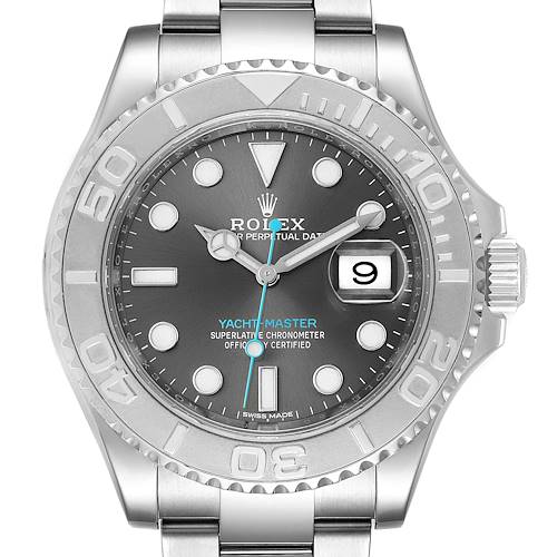 Photo of Rolex Yachtmaster Rhodium Dial Steel Platinum Mens Watch 116622 Box Papers