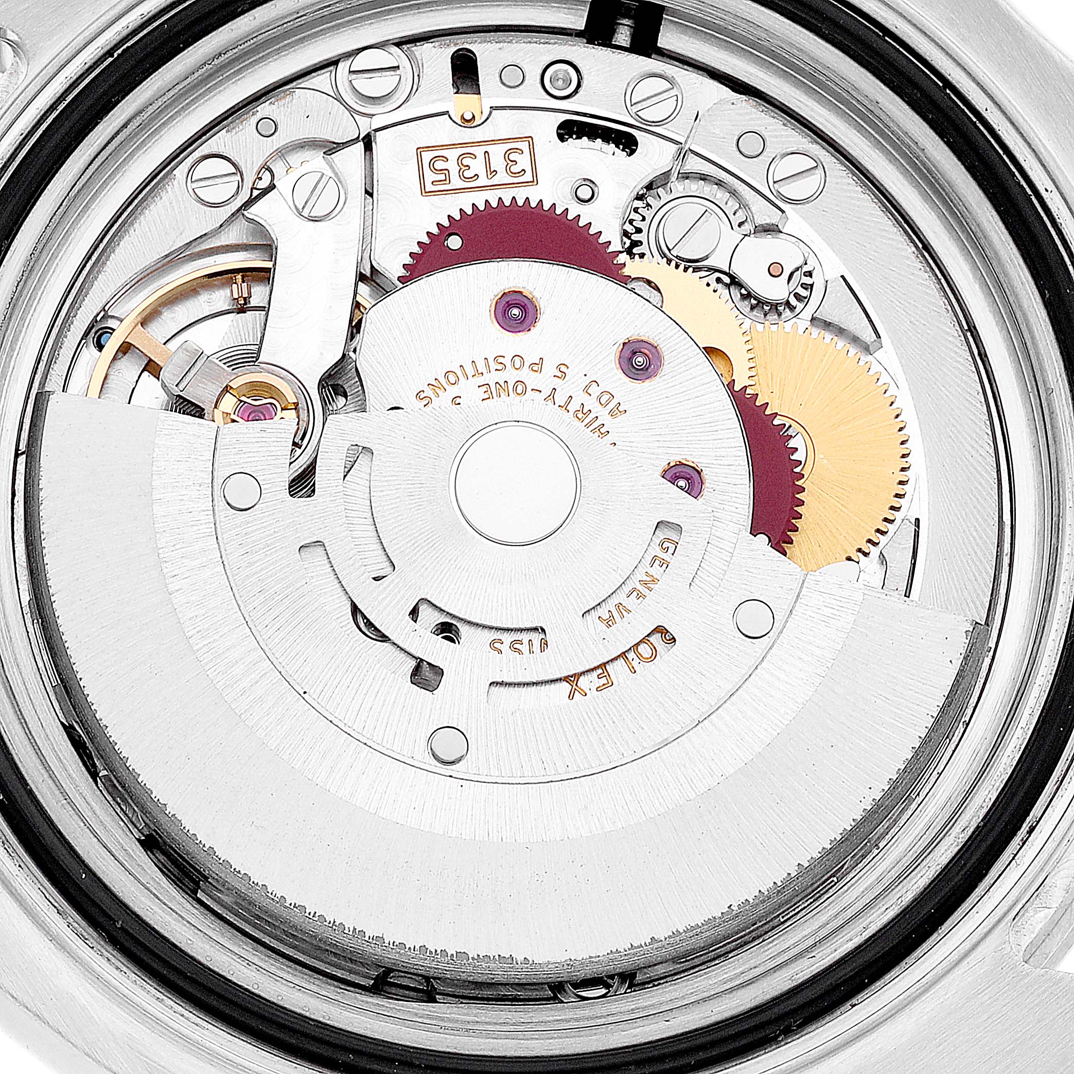 This image shows the inner mechanical movement of a Rolex Yacht-Master 16622 Men's Stainless Steel Silver Dial 16622 Men's Stainless Steel Silver Dial watch from a close-up, top-down angle.