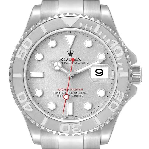 Photo of Rolex Yachtmaster Steel Platinum Dial Platinum Bezel Mens Watch 16622 Box Papers