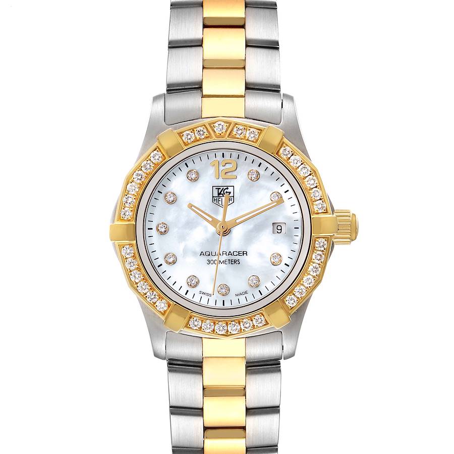TAG Heuer Aquaracer Steel Yellow Gold Mother of Pearl Diamond Ladies Watch WAF1450 SwissWatchExpo