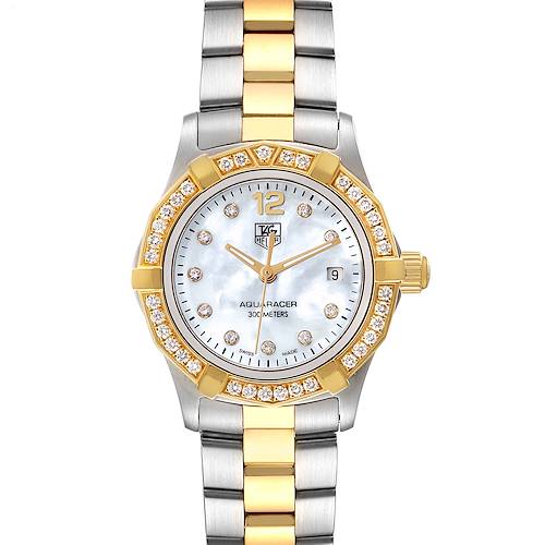 Photo of TAG Heuer Aquaracer Steel Yellow Gold Mother of Pearl Diamond Ladies Watch WAF1450