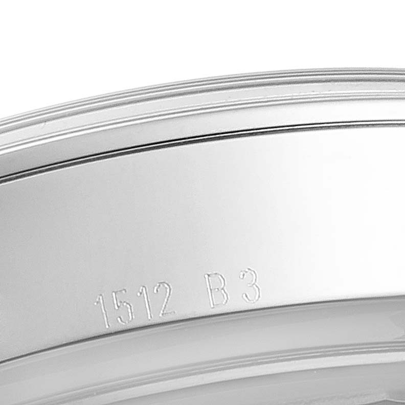 This close-up image shows the edge of the bezel with markings on a Breitling Transocean AB015212/BA99/154A Men's Stainless Steel Black Dial AB015212/BA99/154A Men's Stainless Steel Black Dial watch.