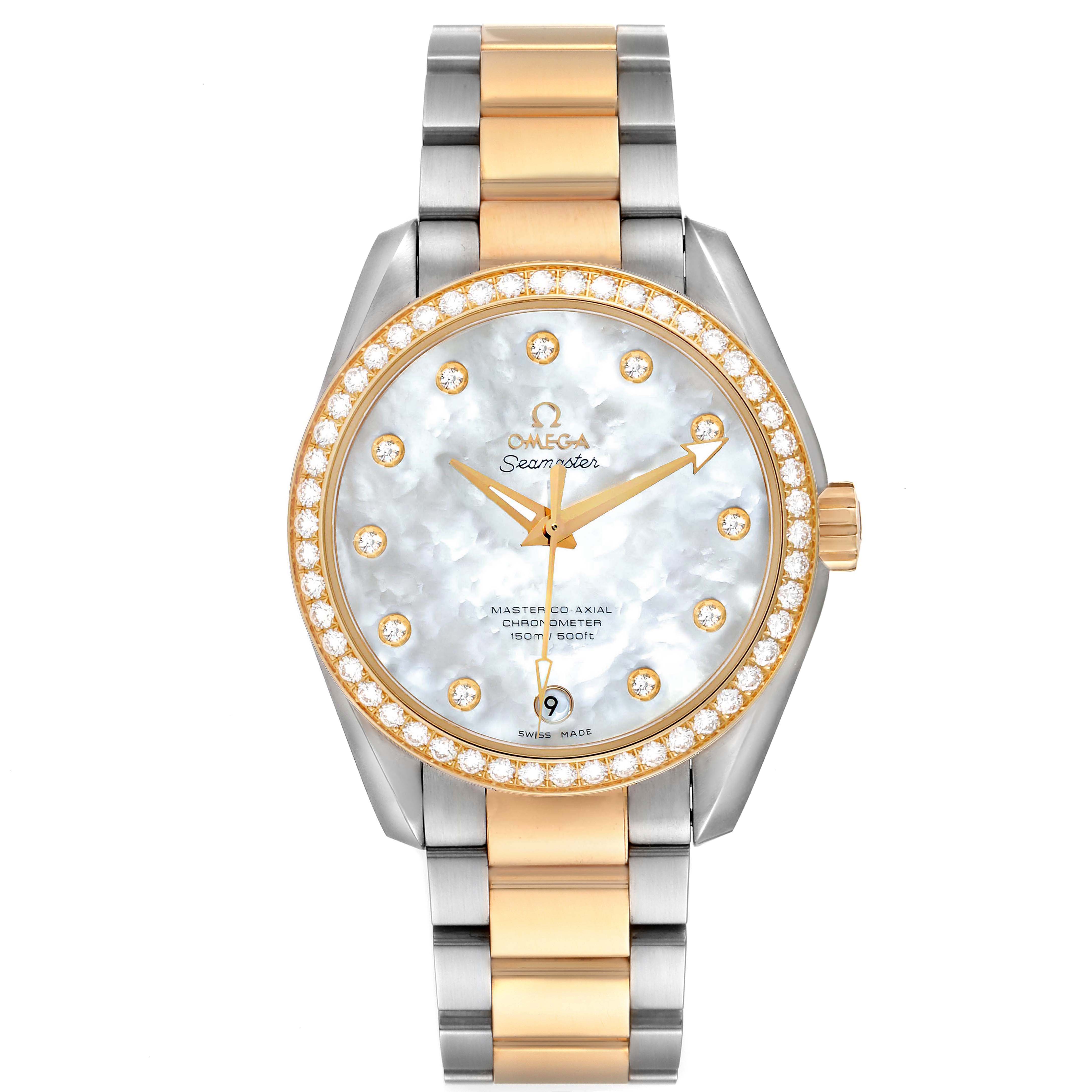 Omega Aqua Terra Steel Yellow Gold Diamond Watch 231.25.39.21.55.002 ...