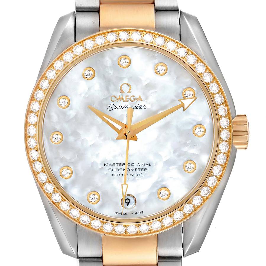 Omega Aqua Terra Steel Yellow Gold Diamond Watch 231.25.39.21.55.002 Unworn SwissWatchExpo