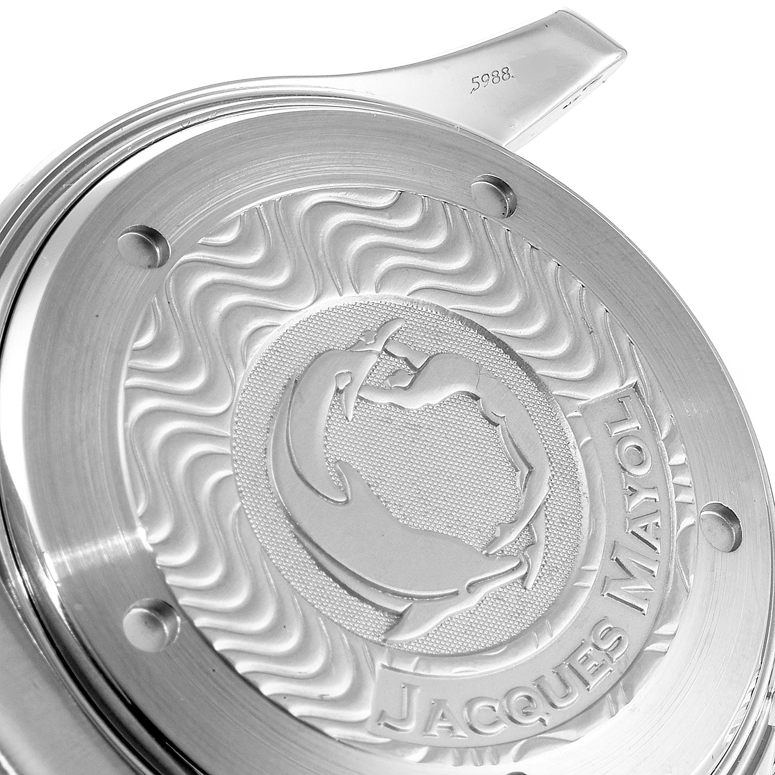 Close-up of the Omega Seamaster 2595.30.00 Men's Stainless Steel Silver Dial 2595.30.00 Men's Stainless Steel Silver Dial watch case back, showcasing the engraved Jacques Mayol edition design.