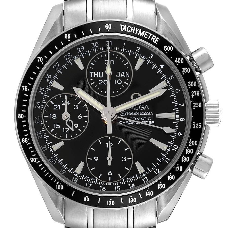 Omega Speedmaster Day-Date 40 Steel Chronograph Watch 3220.50.00 + 3 extra links SwissWatchExpo