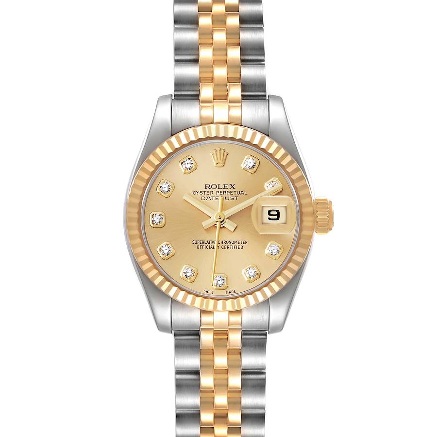 Rolex Datejust 26mm Steel Yellow Gold Diamond Ladies Watch 179173 Box Card SwissWatchExpo