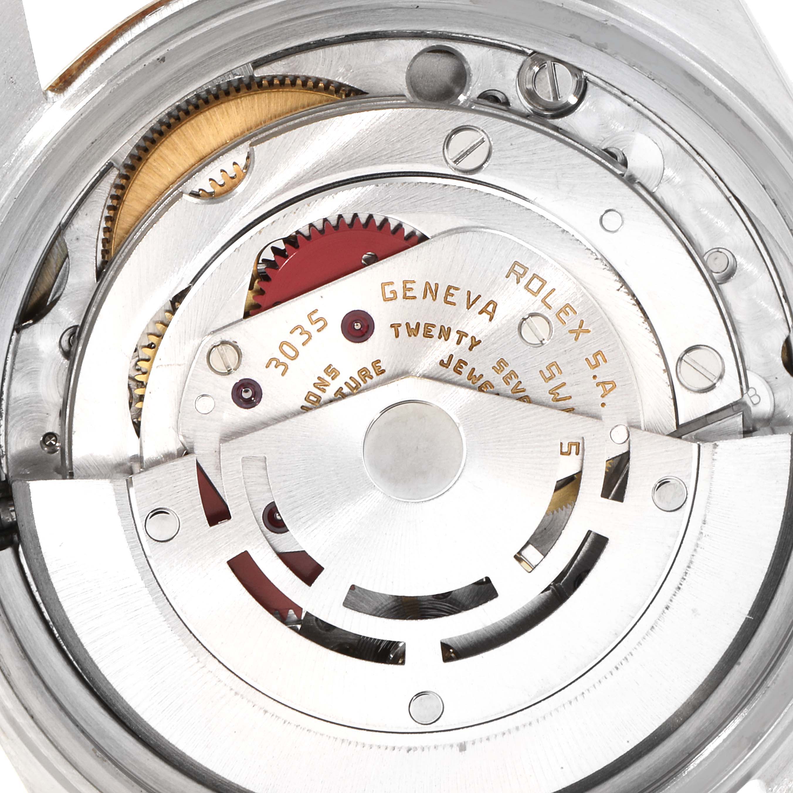 This is a close-up view showing the intricate internal mechanism of the Rolex Vintage Collection 16013 Men's Steel and Gold (two tone) Champagne Dial 16013 Men's Steel and Gold (two tone) Champagne Dial model watch.