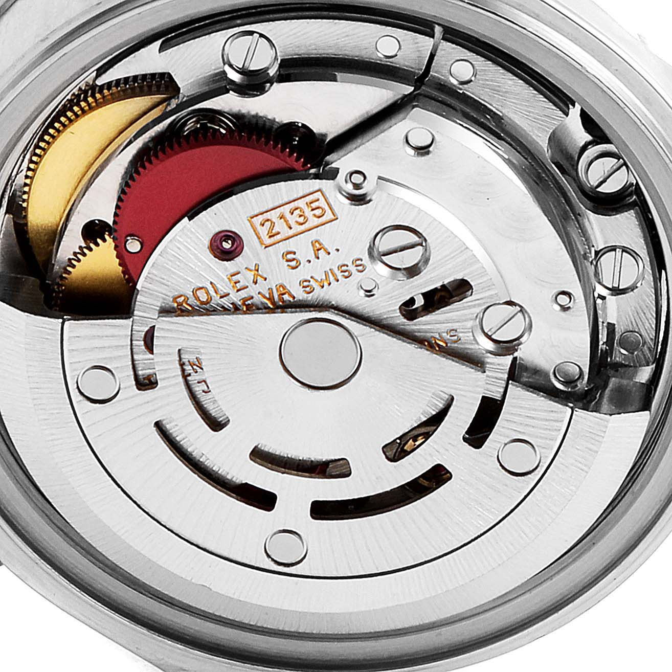 The image shows the internal movement mechanism of a Rolex Datejust 69174 Women's Stainless Steel Silver Dial 69174 Women's Stainless Steel Silver Dial watch, highlighting its intricate components.