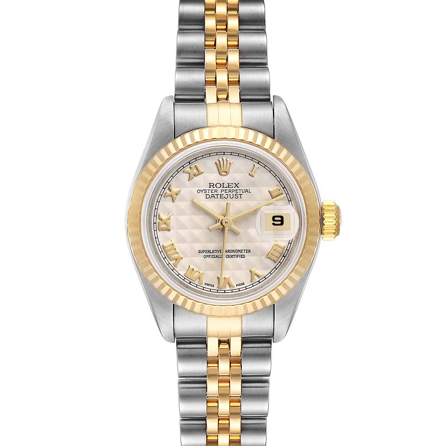Rolex Datejust Steel Yellow Gold Ivory Pyramid Dial Ladies Watch 79173 SwissWatchExpo