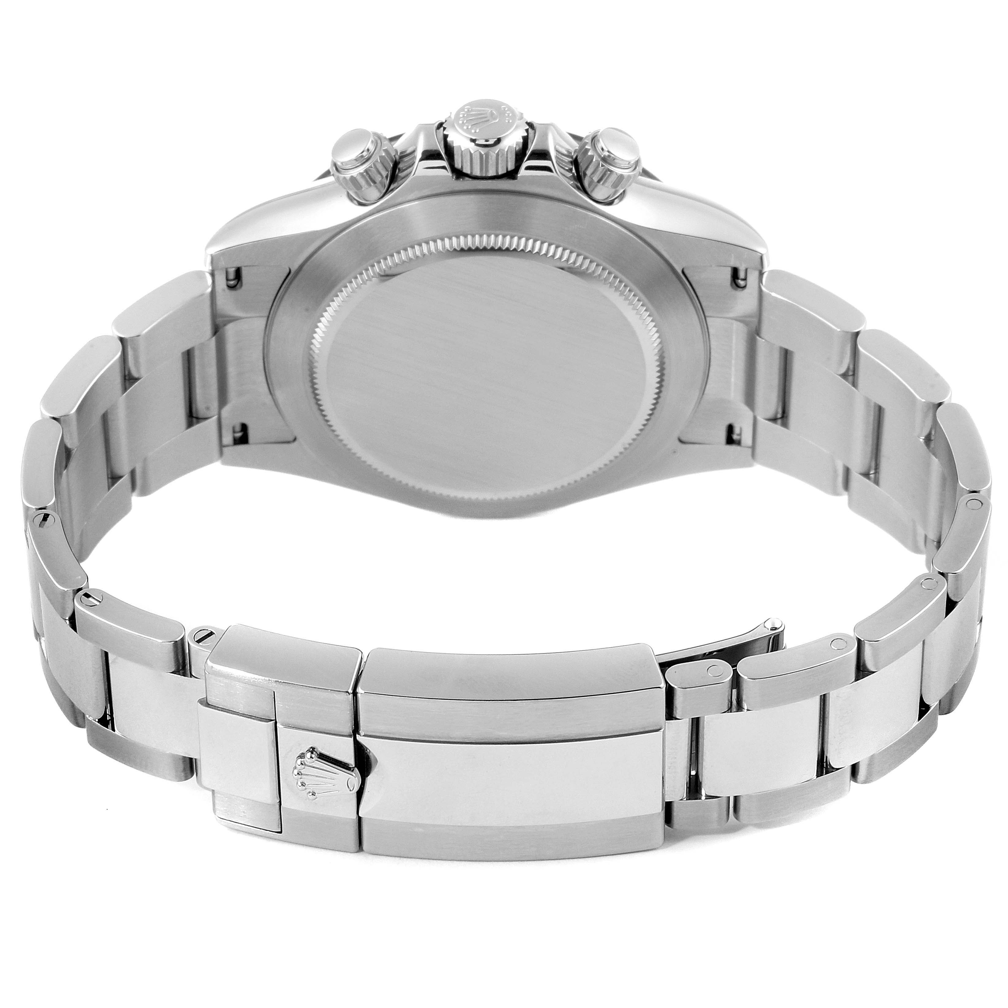 The image shows the back case and clasp of a Rolex Daytona 116500 Men's Stainless Steel White Dial 116500 Men's Stainless Steel White Dial watch viewed from the rear angle.