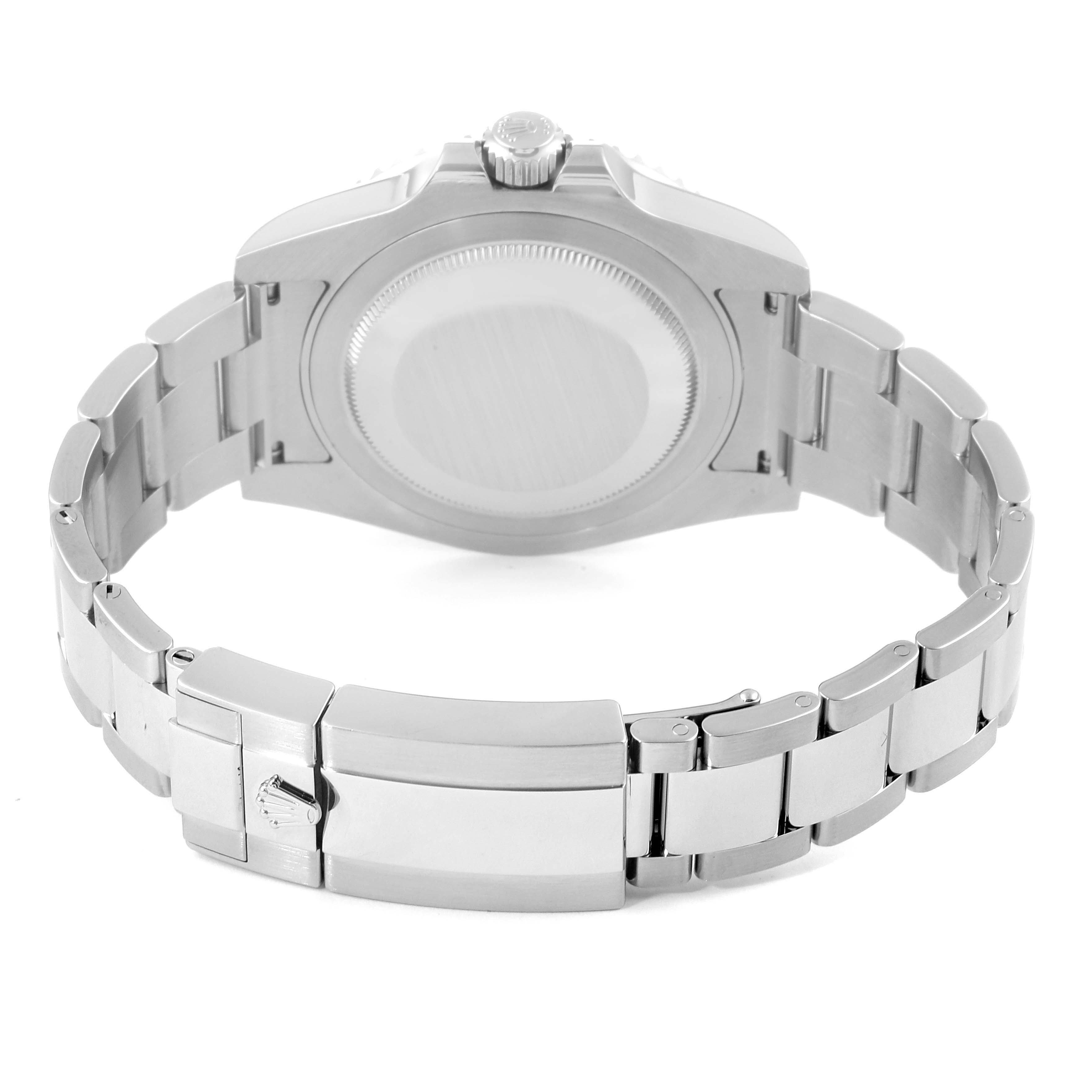 The image shows the back and bracelet of a Rolex GMT-Master 116710 Men
s Stainless Steel Black Dial 116710 Men
s Stainless Steel Black Dial watch from a rear angle.