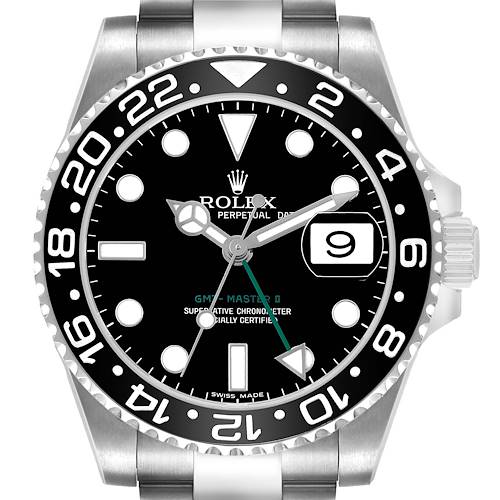 Photo of Rolex GMT Master II Black Dial Black Bezel Steel Mens Watch 116710