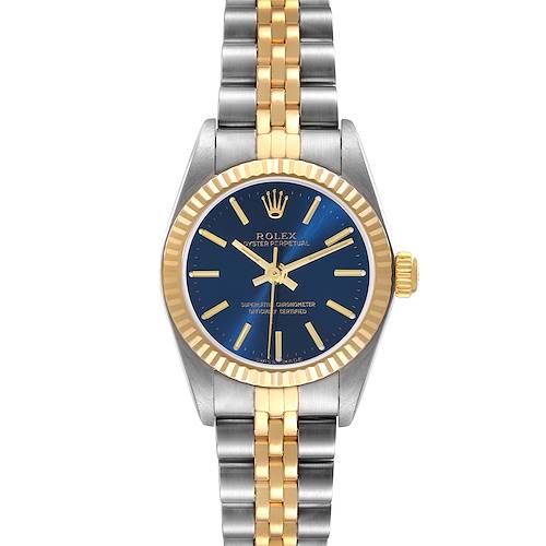 Photo of Rolex Oyster Perpetual Steel Yellow Gold Blue Dial Ladies Watch 76193
