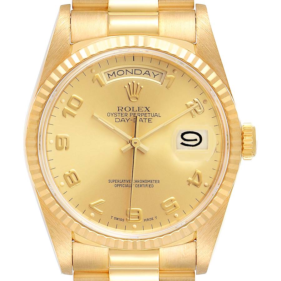 Rolex President Day-Date Yellow Gold Arabic Dial Mens Watch 18238 Tag SwissWatchExpo