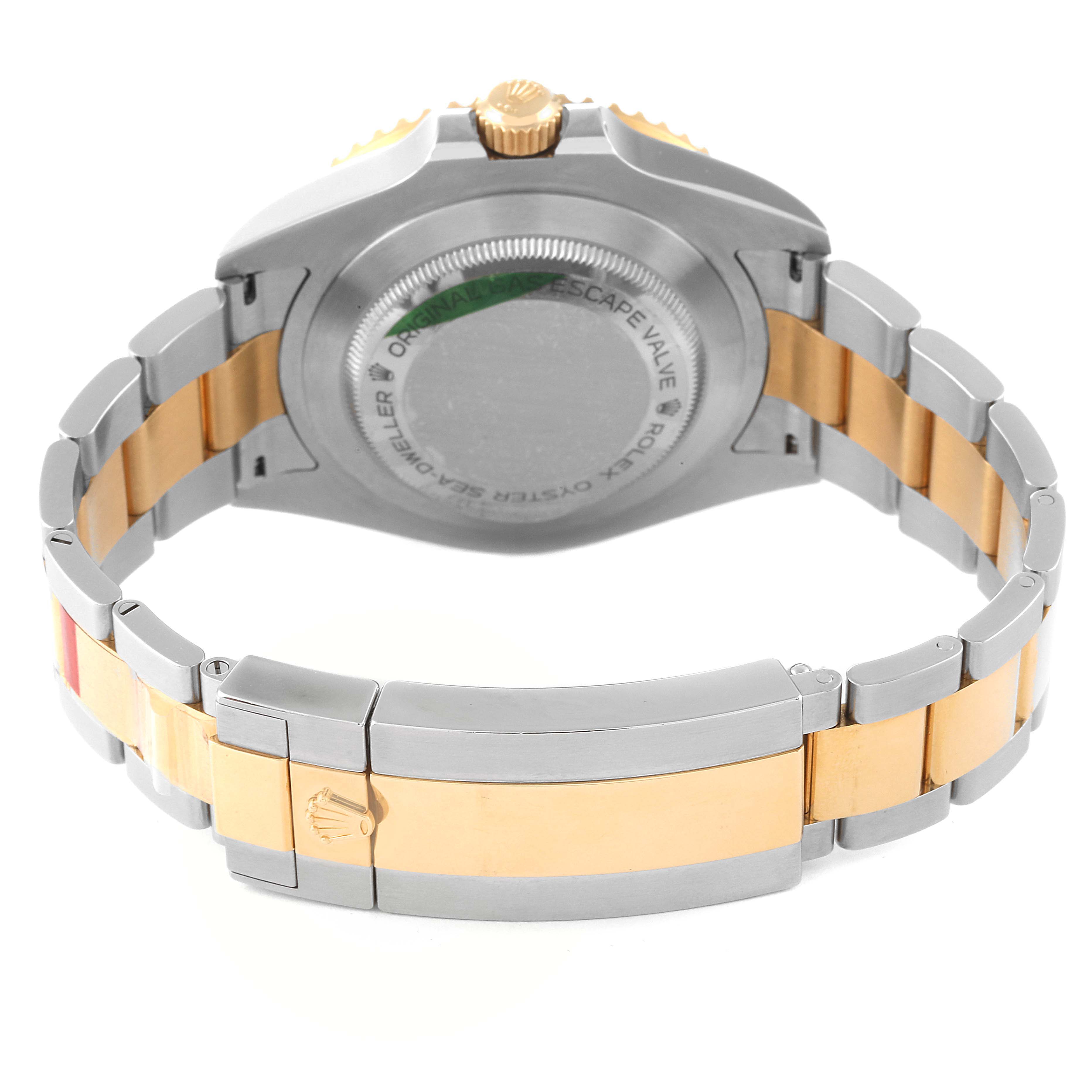 This image shows the back view of the case and bracelet of a Rolex Sea-Dweller 126603 Men's Steel and Gold (two tone) Black Dial 126603 Men's Steel and Gold (two tone) Black Dial watch.