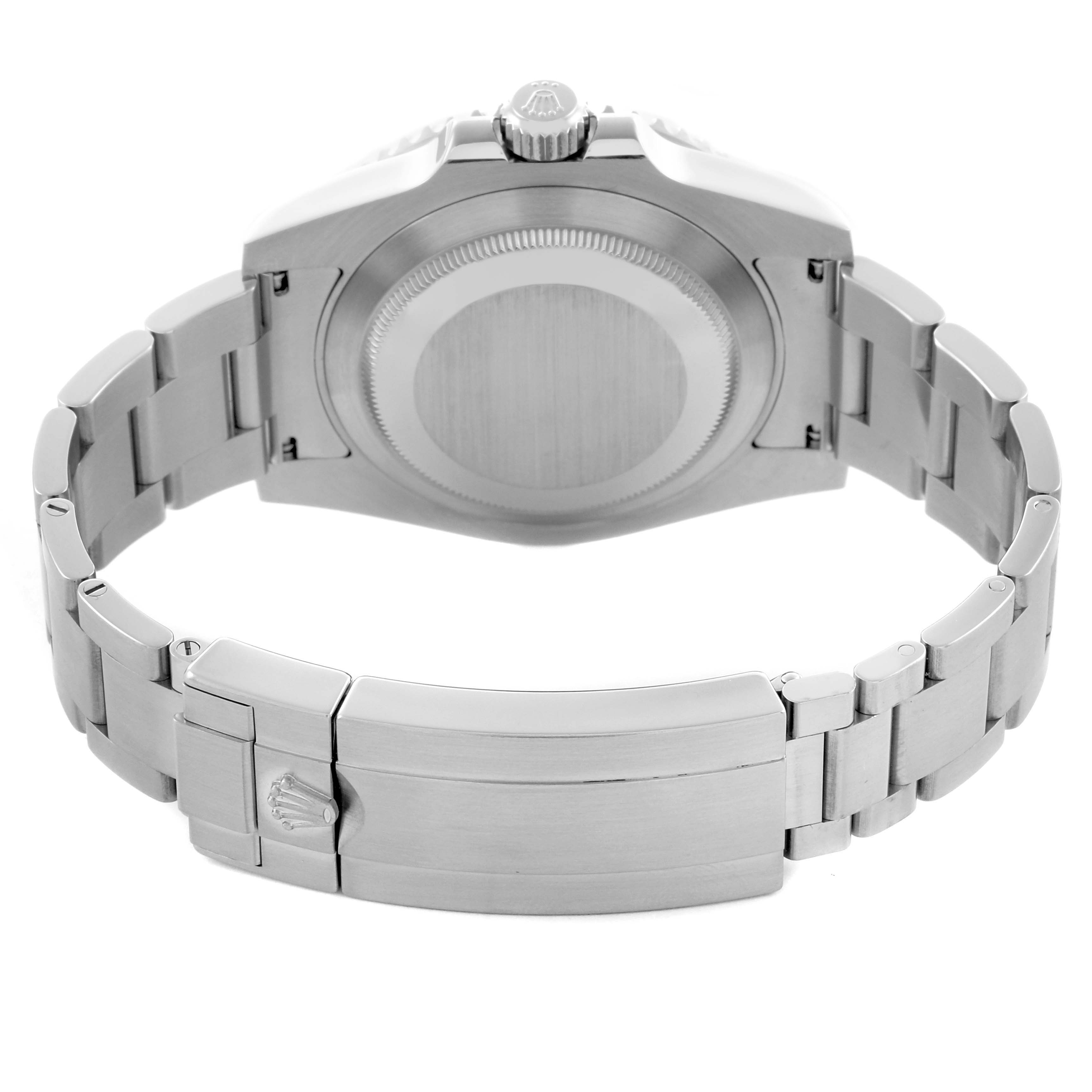 The image shows the back case and bracelet of a Rolex Submariner 116610LN Men's Stainless Steel Black Dial 116610LN Men's Stainless Steel Black Dial watch, highlighting the case back and clasp.