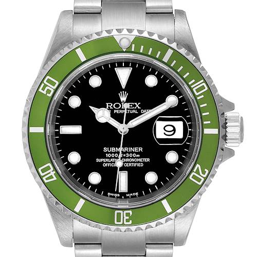 Photo of Rolex Submariner Kermit Green Bezel Y Serial Flat 4 Steel Mens Watch 16610LV