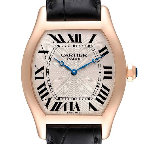 Photo of Cartier Tortue XL CPCP Silver Silver Dial 18K Rose Gold Mens Watch 2763