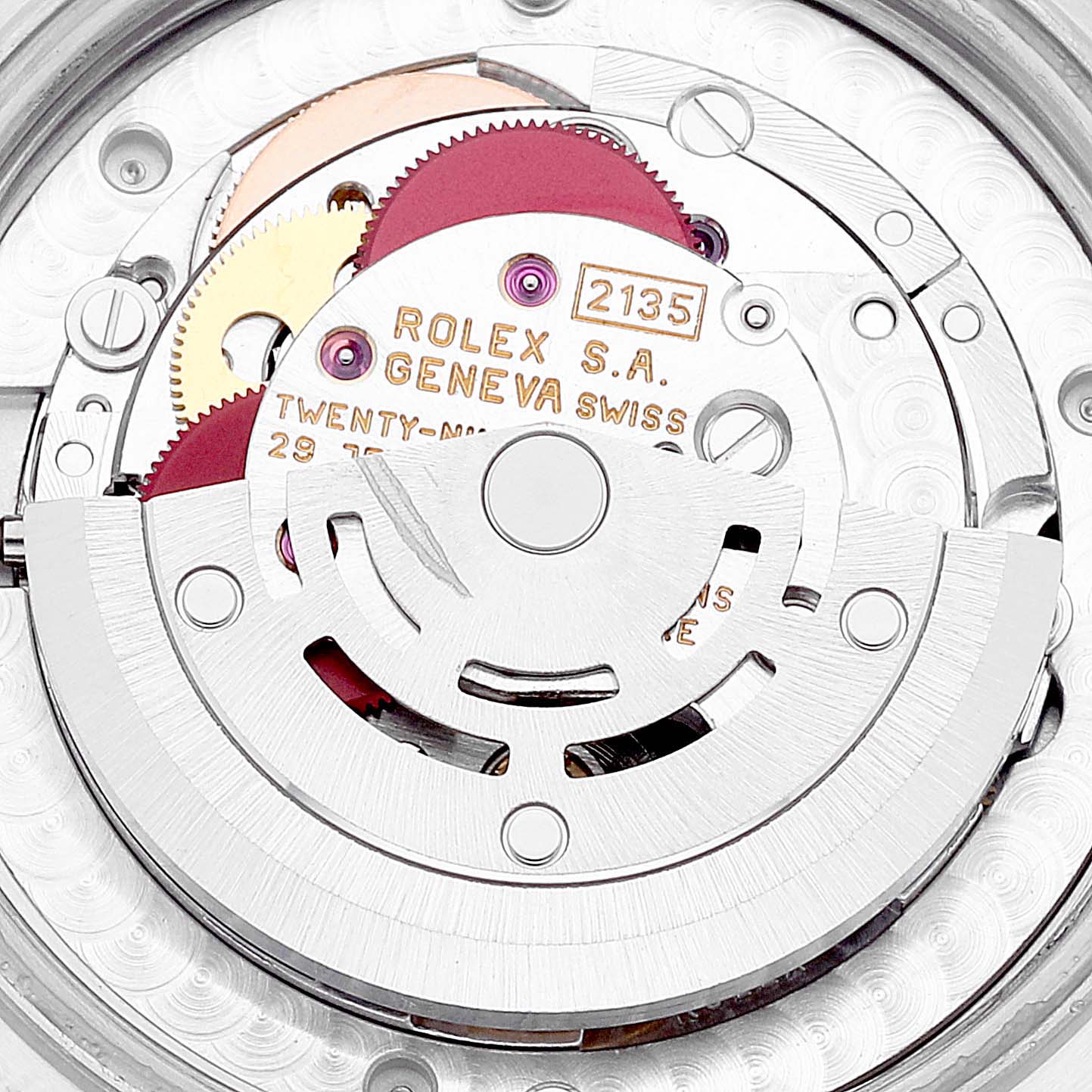 The image shows an internal view of the movement mechanism of a Rolex Mid-Size 68273 Women
s Steel and Gold (two tone) Black Dial 68273 Women
s Steel and Gold (two tone) Black Dial model watch.