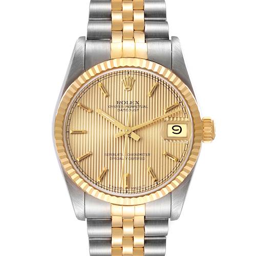 Photo of Rolex Datejust Midsize Steel Yellow Gold Tapestry Dial Ladies Watch 68273