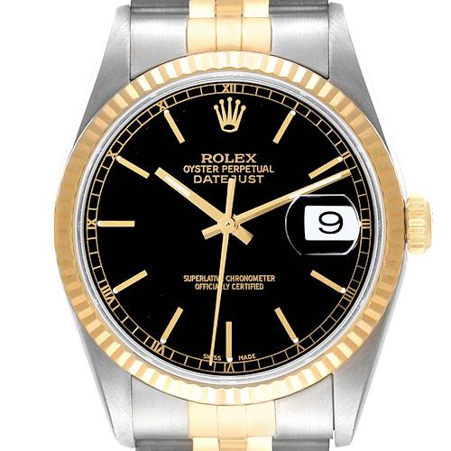 Photo of Rolex Datejust Stainless Steel Yellow Gold Mens Watch 16233 Box Papers