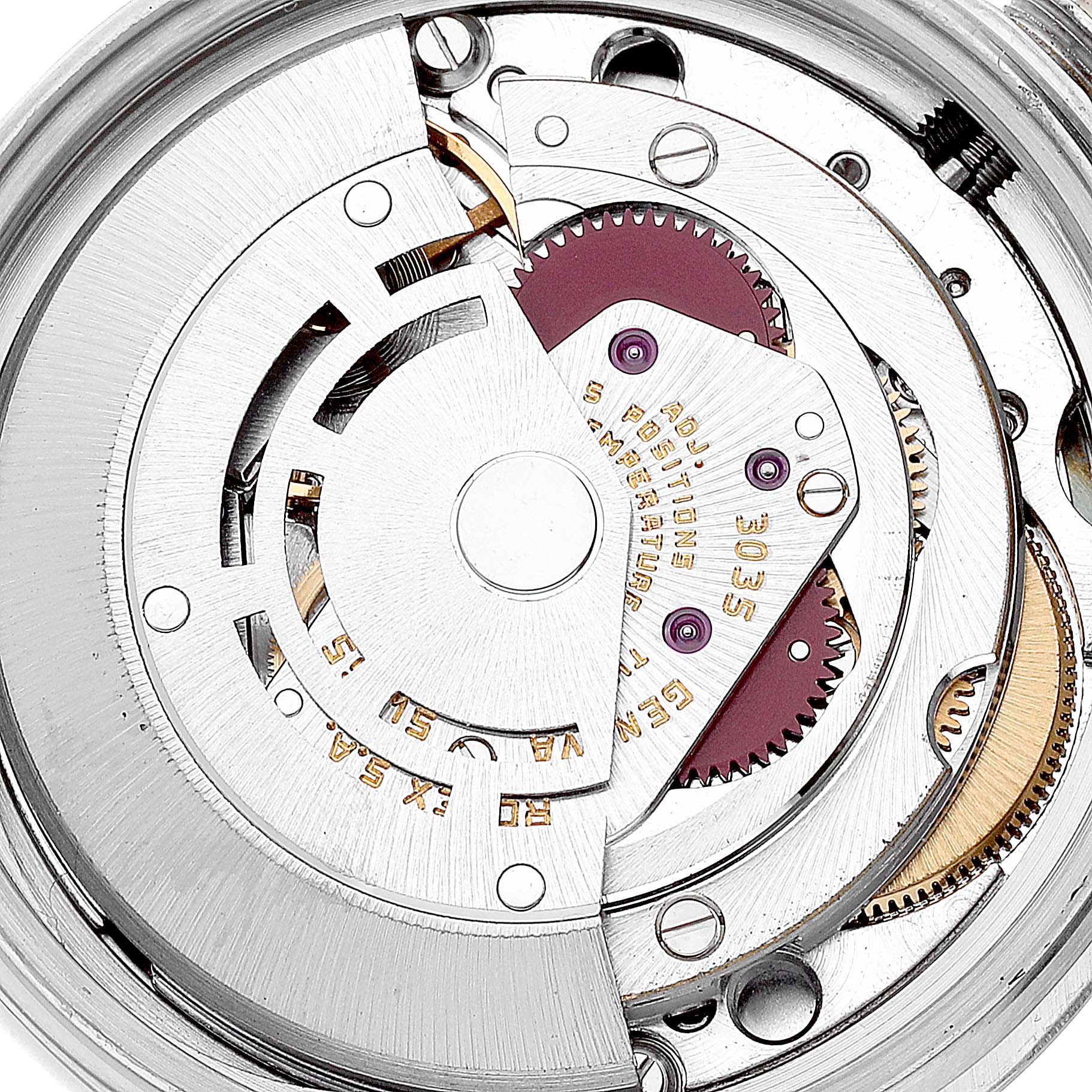 This image shows a close-up of the internal mechanical parts of the Vintage Collection model by Rolex.
