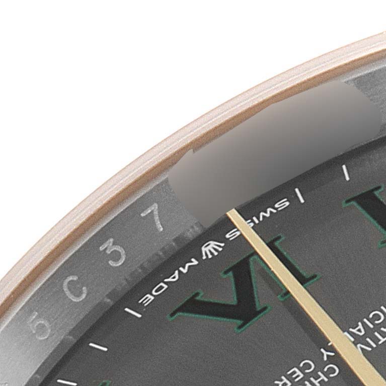 The image shows a close-up of the dial and bezel of a Rolex Datejust 126233 Men
s Steel and Gold (two tone) Grey Dial 126233 Men
s Steel and Gold (two tone) Grey Dial watch at an angle.