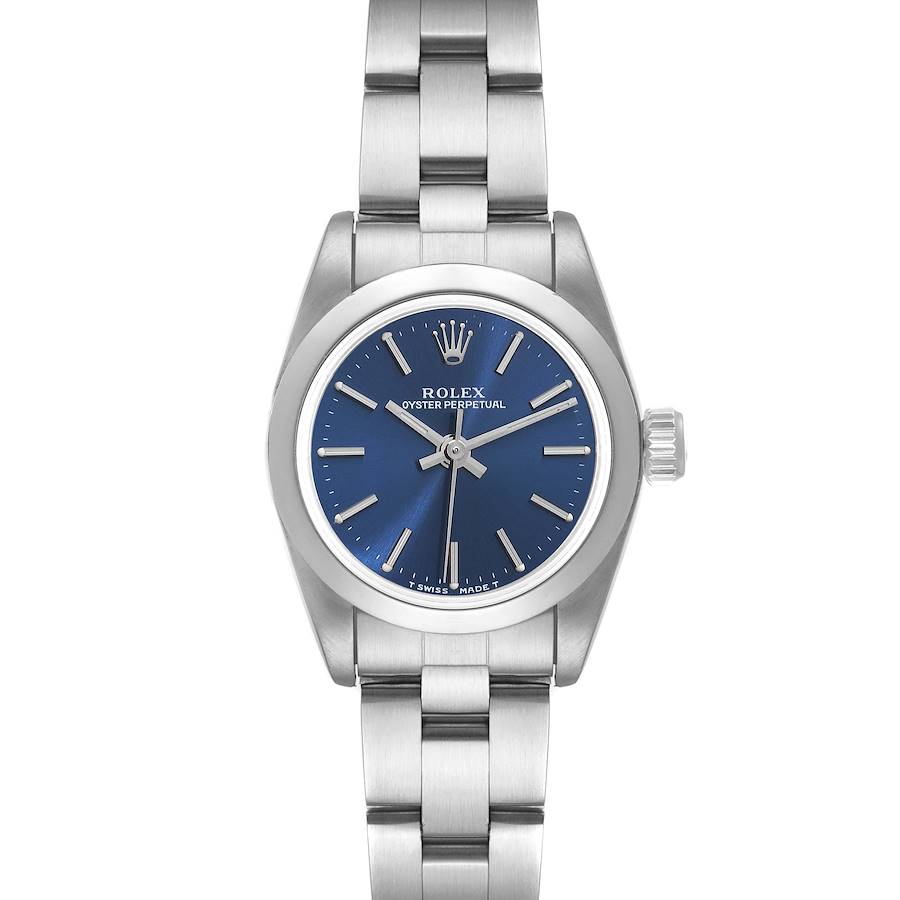 Rolex Oyster Perpetual Nondate Blue Dial Steel Ladies Watch 67180 SwissWatchExpo