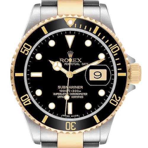 Photo of Rolex Submariner Black Dial Steel Gold Yellow Mens Watch 16613