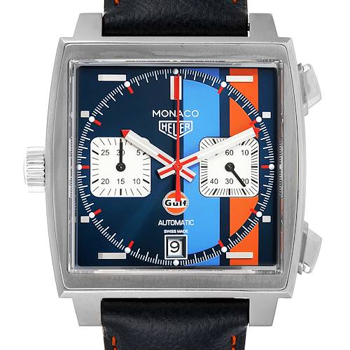 Photo of Tag Heuer Monaco Gulf 2018 Chronograph Steel Mens Watch CAW211R Box Papers