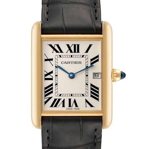Photo of Cartier Tank Louis Yellow Gold Grey Leather Strap Mens Watch W1529756