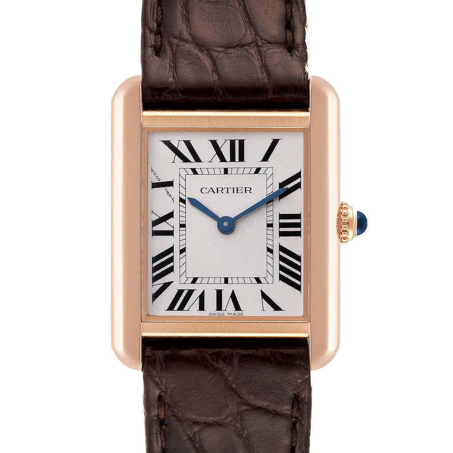 Cartier Tank Solo Silver Dial Rose Gold Steel Ladies Watch W5200024 Card SwissWatchExpo