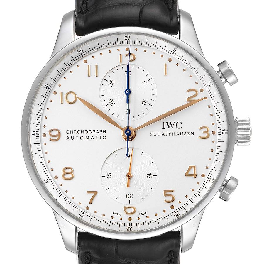 IWC Portuguese Chrono Automatic Steel Mens Watch IW371445 Box Papers SwissWatchExpo