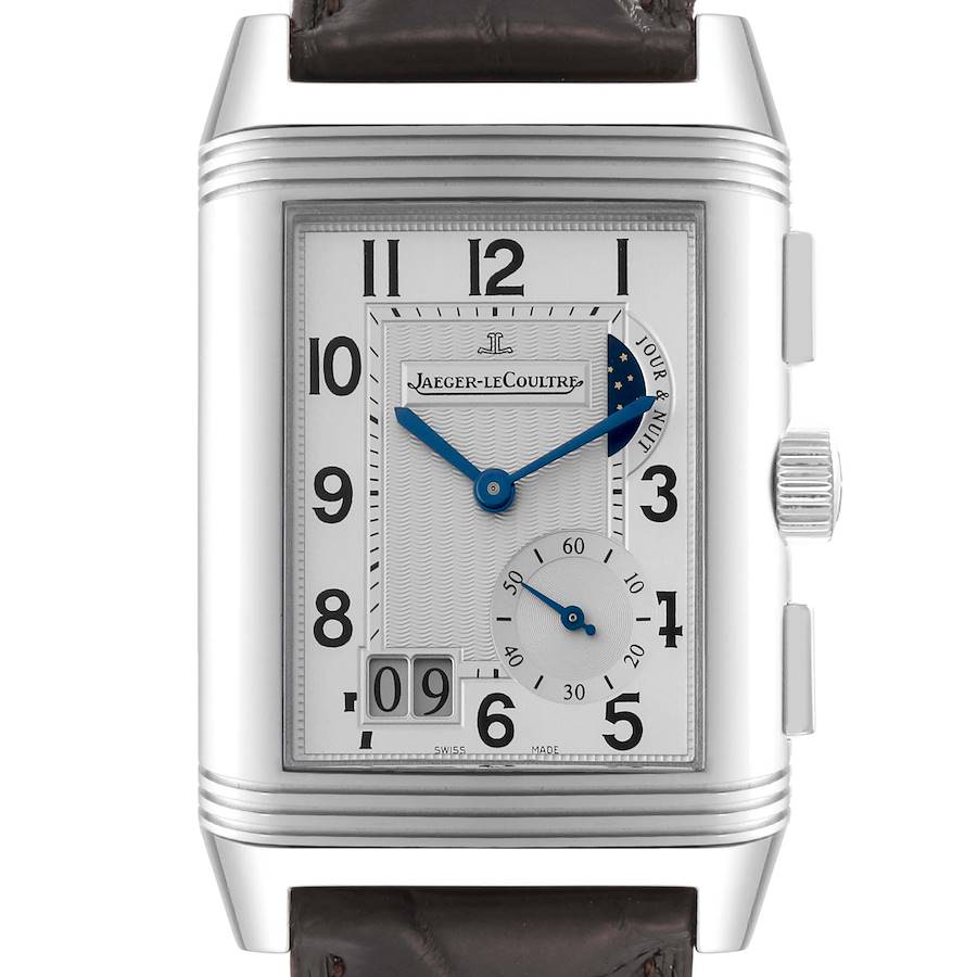 Jaeger LeCoultre Reverso Grande GMT Steel Mens Watch 240.8.18 Q3028420 Papers SwissWatchExpo