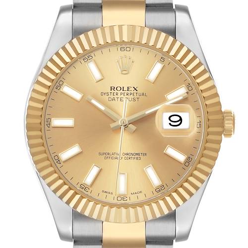 Photo of Rolex Datejust II 41 Champagne Dial Steel Yellow Gold Mens Watch 116333