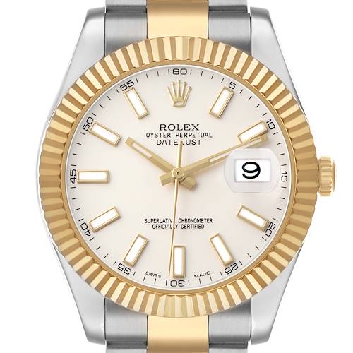 Photo of Rolex Datejust II 41 Silver Dial Steel Yellow Gold Mens Watch 116333 Card