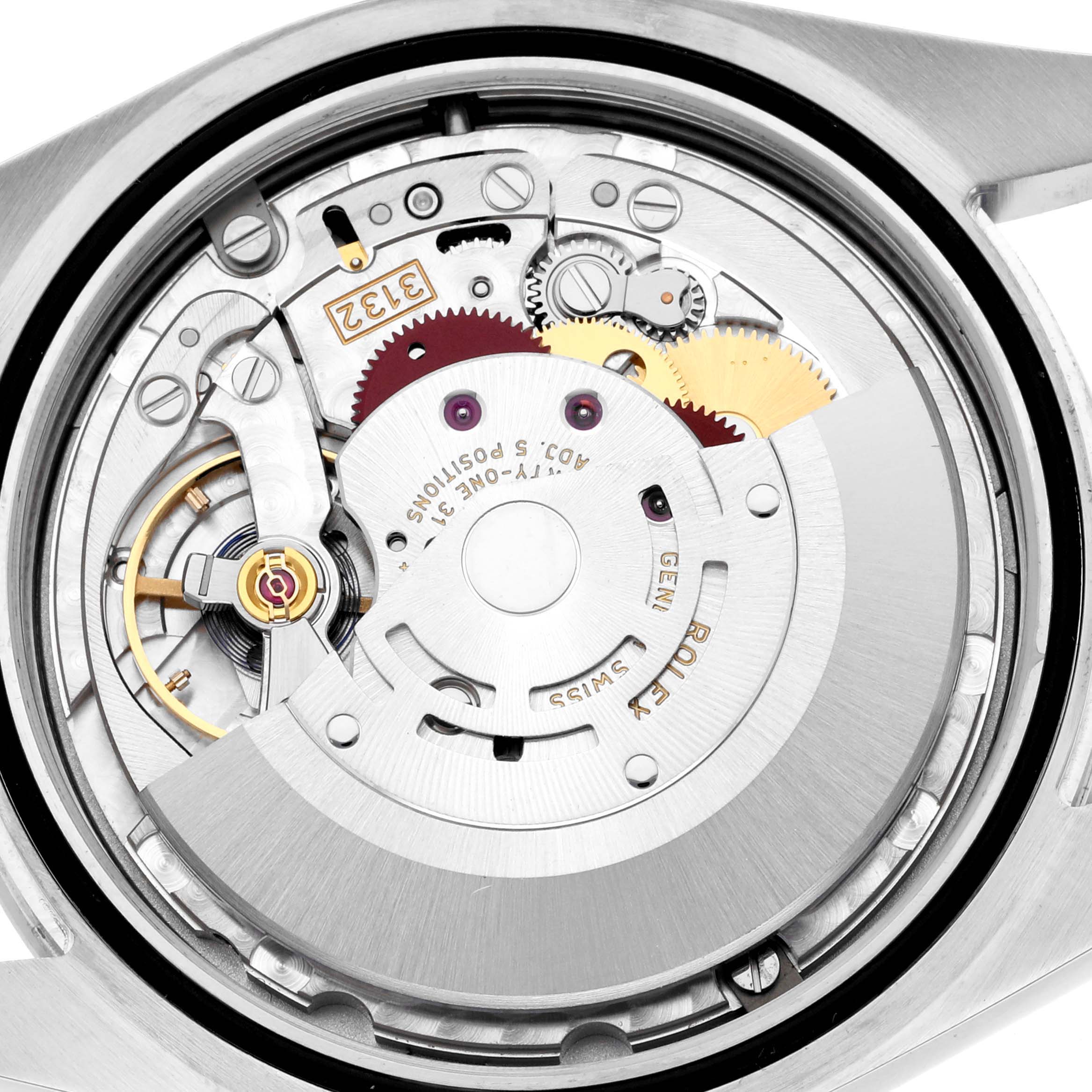 The image shows the internal mechanism and movement of a Rolex Explorer 214270 Men's Stainless Steel Black Dial 214270 Men's Stainless Steel Black Dial watch from the back angle.