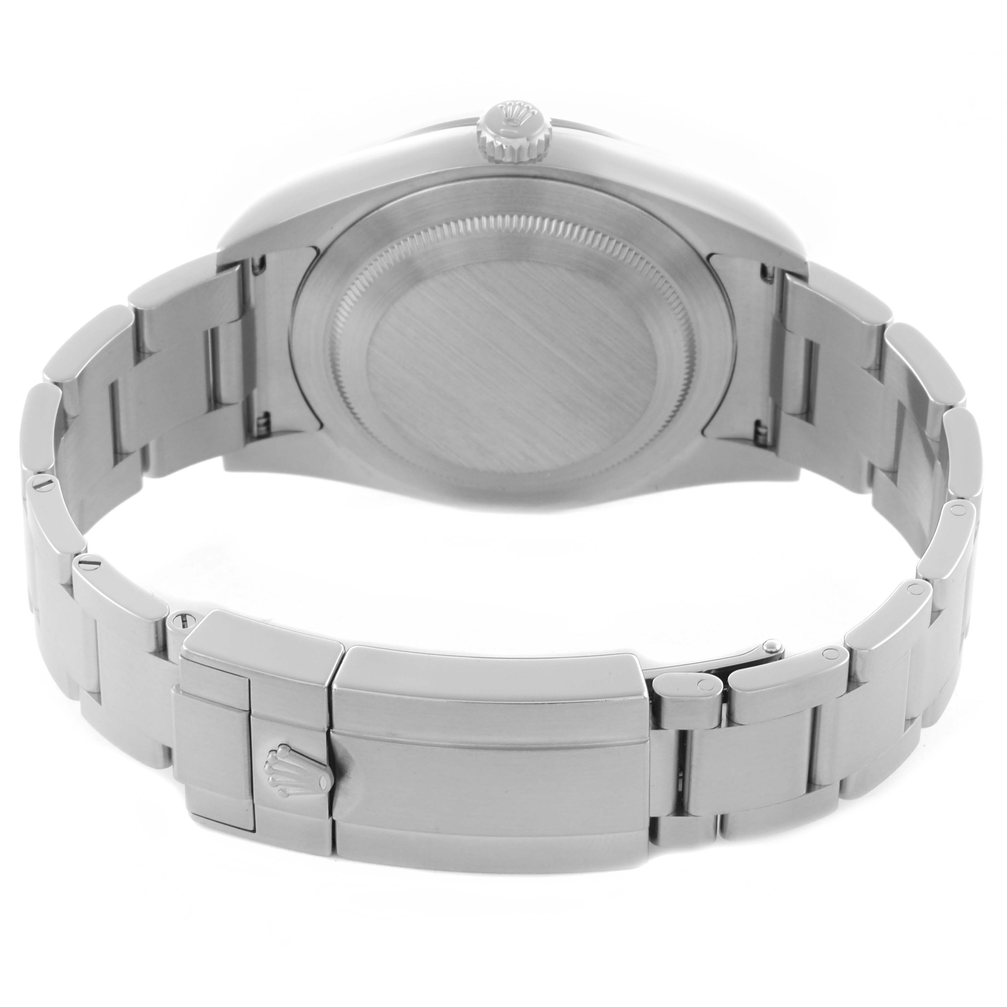 The image shows the back case and bracelet clasp of the Rolex Explorer 214270 Men's Stainless Steel Black Dial 214270 Men's Stainless Steel Black Dial watch from a rear angle.