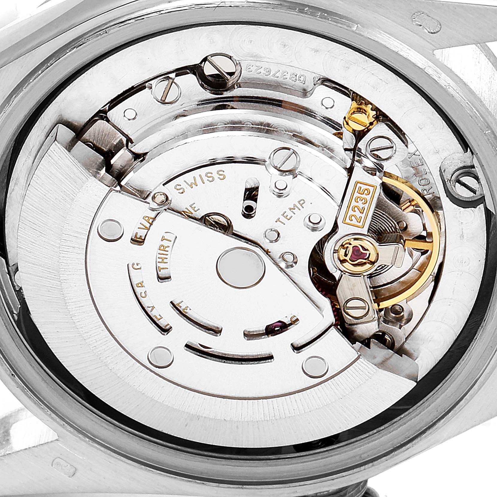 This image shows the internal movement mechanism of a Rolex President 78279 Women's White Gold Silver Dial 78279 Women's White Gold Silver Dial model watch viewed from the back.