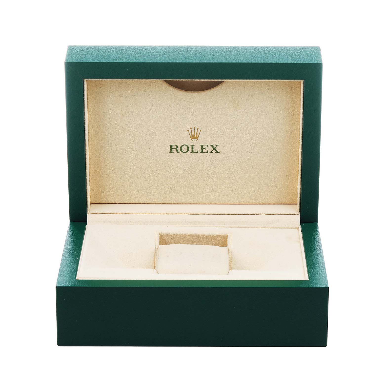The image shows an open Rolex watch box for a Sea-Dweller, highlighting the interior design and logo.